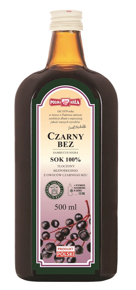 Polska Roza Czarny bez sok 100% 500ml