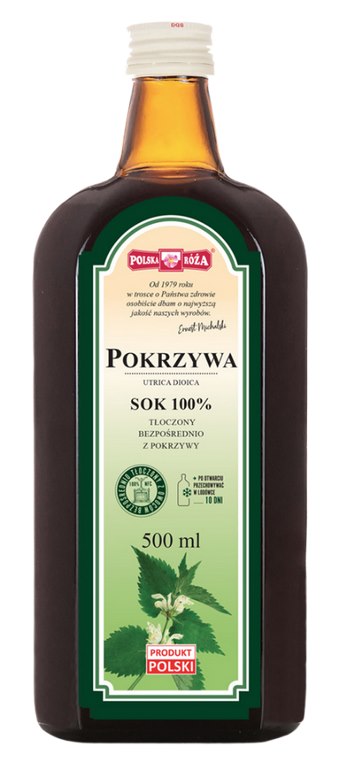 POLSKA ROZA Pokrzywa sok 100% 500 ml bez cukru