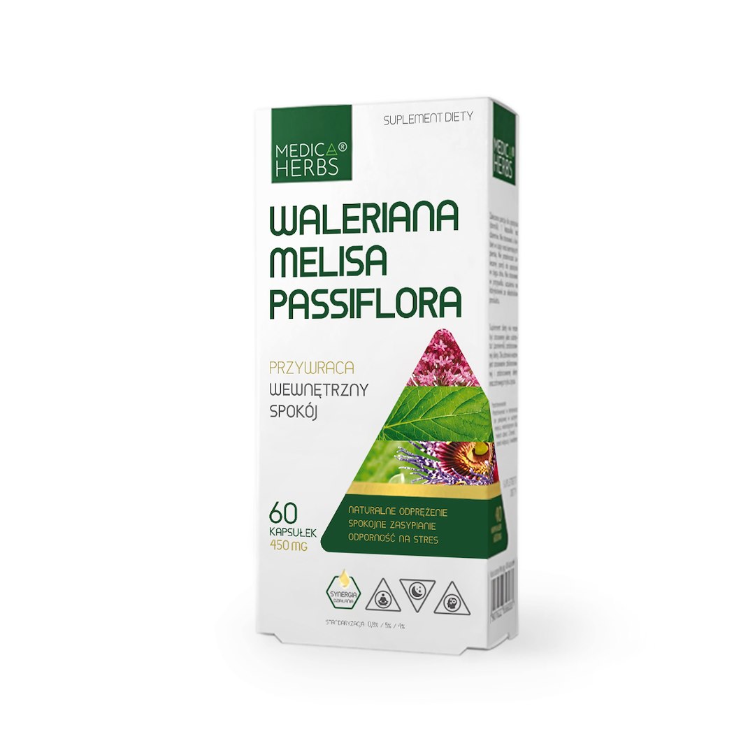 Medica Herbs Waleriana Melisa Passiflora 450mg 60 kaps