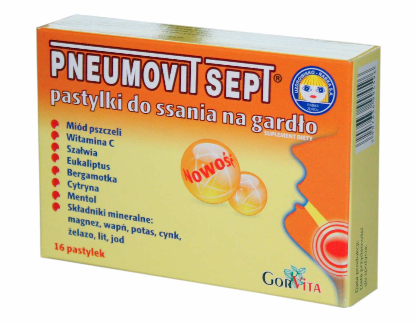 Pneumovit Sept Pastylki do ssania na gardlo- 16 pastylek