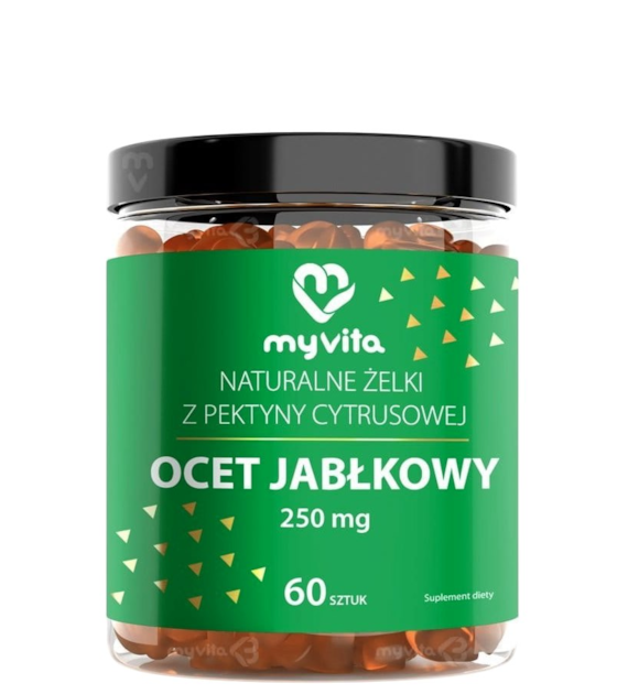 MyVita Żelki Ocet jabłkowy 250mg, 60 sztuk - naturalne żelki z pektyny cytrusowej