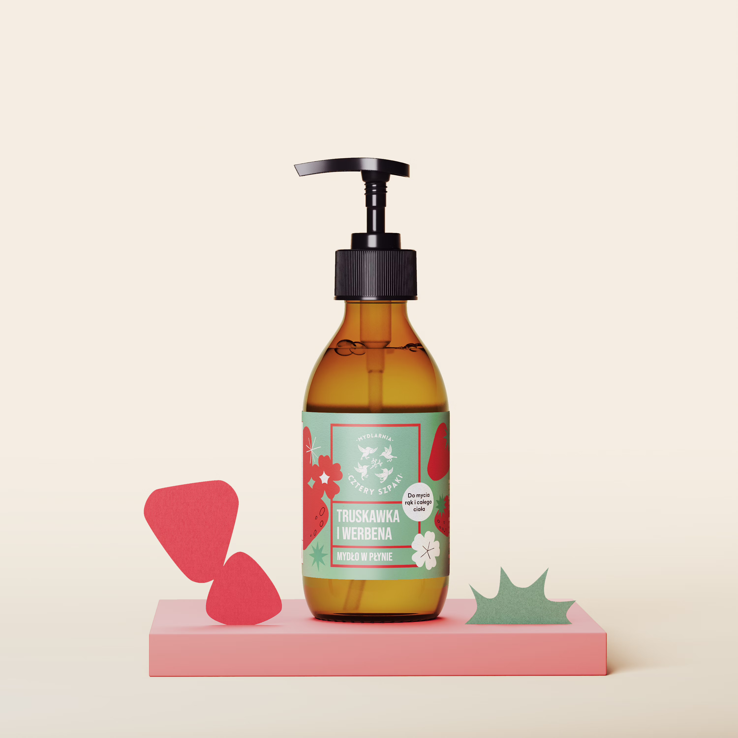Cztery Szpaki Truskawka i Werbena - naturalne mydło w płynie- 300ml